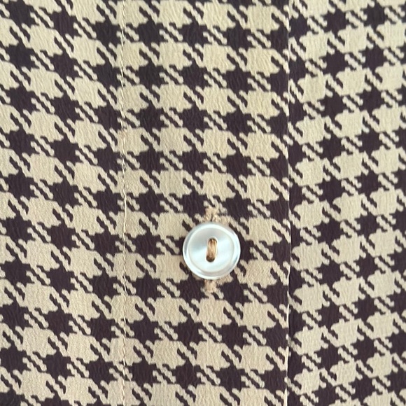 Contemporaine 100% Silk Houndstooth Brown Blouse - Picture 8 of 8